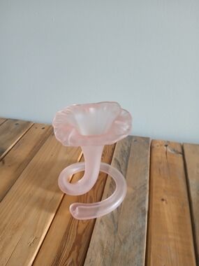 Vintage Delicate Pink Frosted Glass Bud Vase/made In Italie